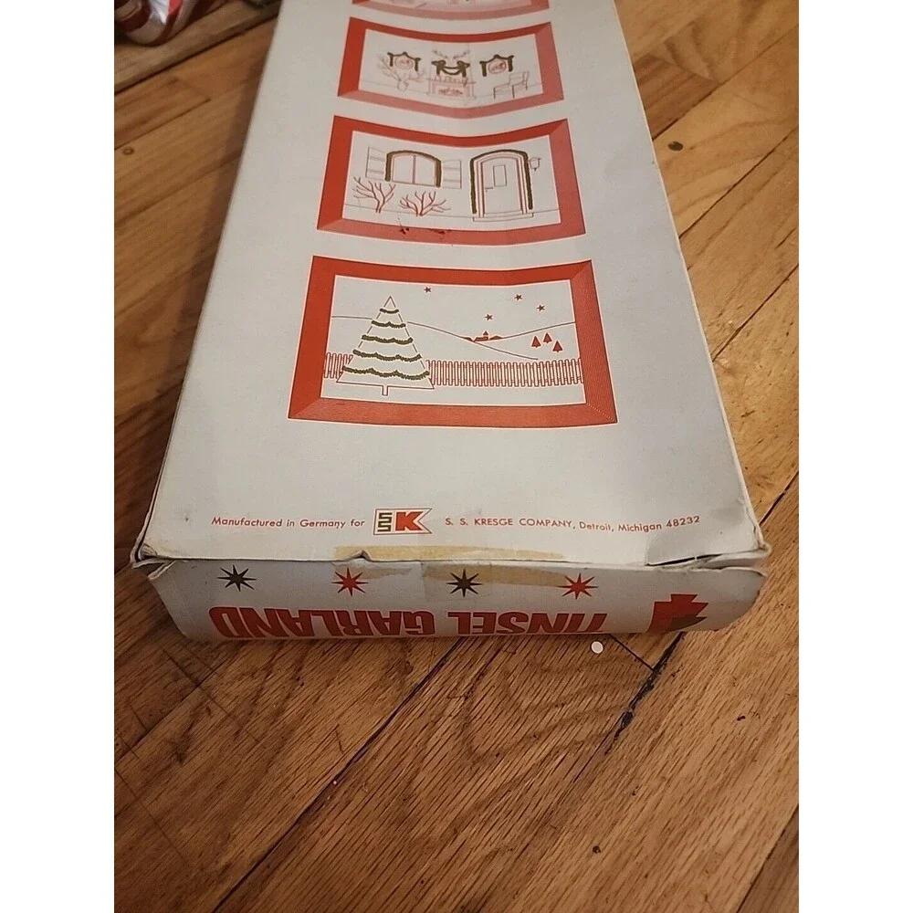 Vintage USA Kresge Co Christmas Tinsel Gold flameproof 24 ft  x 2